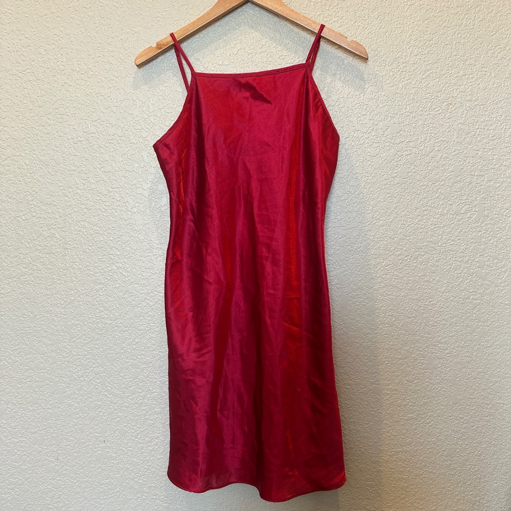 Vintage Gillian O'Malley night gown slip red satin Medium Lingerie gold label